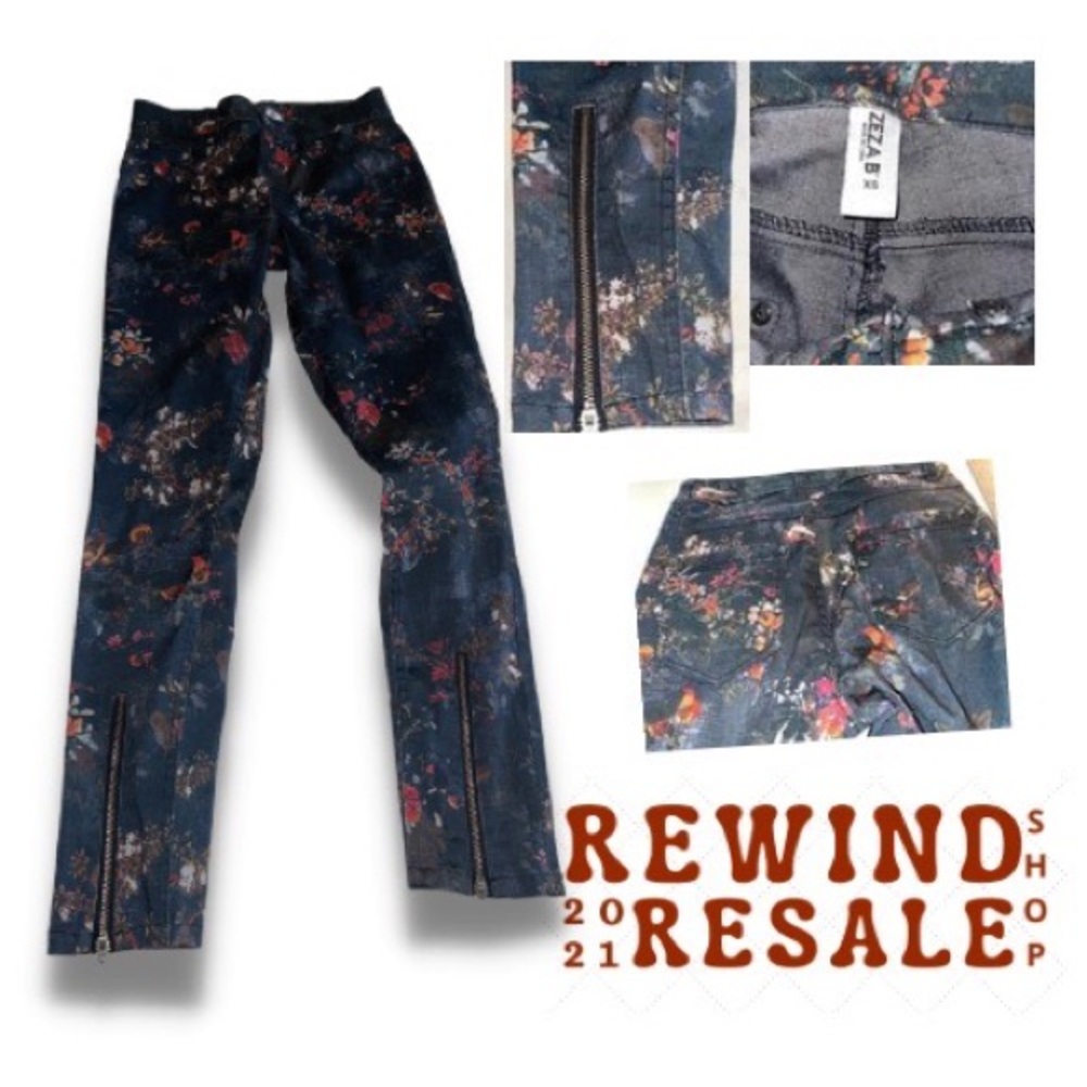 Zeza B women’s stretch floral skinny pant size XS.